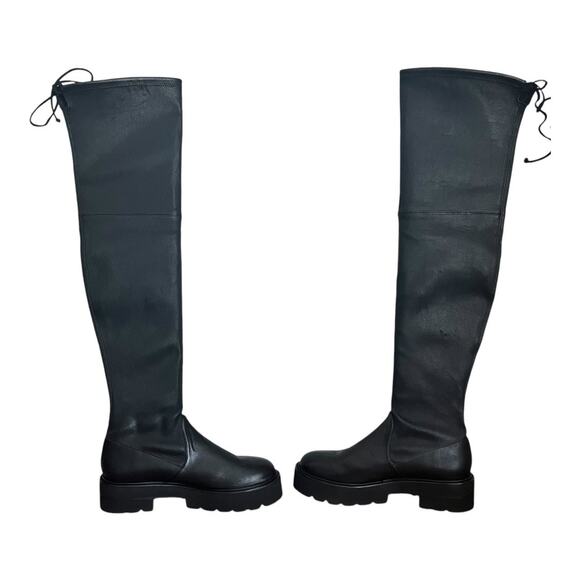 Stuart Weitzman Lowland Tall Ultralift Leather Black Boots Size 10.5B - Picture 6 of 16